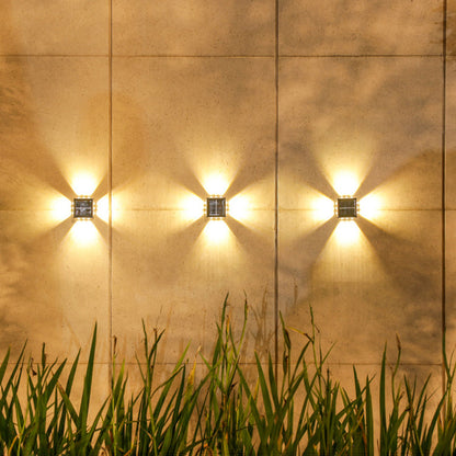 مصباح حائط خارجي عصري بسيط مقاوم للماء يعمل بالطاقة الشمسية مصنوع من مادة ABS PS LED للحديقة 