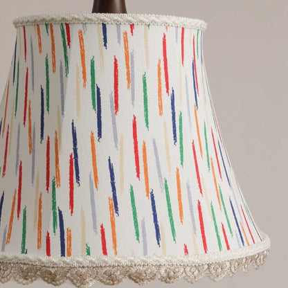 Traditional Vintage Kids Cylindrical Iron Solid Wood Fabric 1-Light Pendant Light For Bedroom