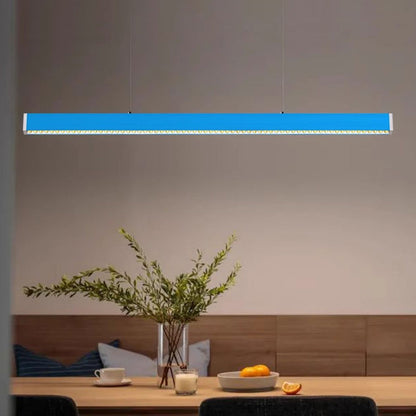 Full Spectrum LED Linear Pendant Light For Living Room - Anti-Glare Eye-Care Dimmable With Remote