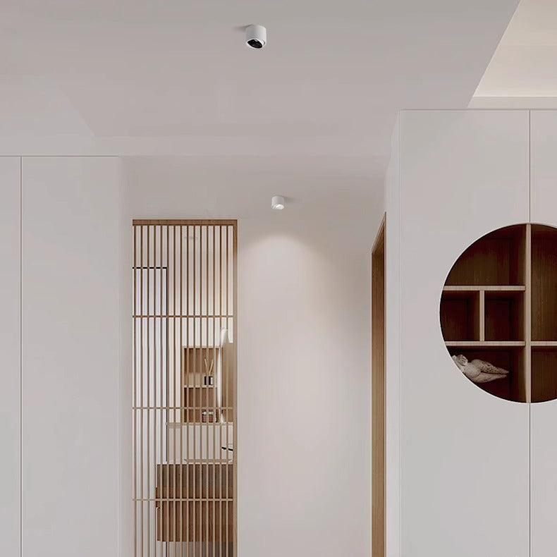 Modern Minimalist Round Cylindrical Aluminum Acrylic LED Flush Mount Ceiling Light For Bedroom