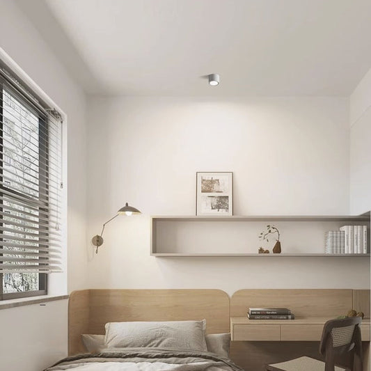 Modern Minimalist Round Cylindrical Aluminum Acrylic LED Flush Mount Ceiling Light For Bedroom