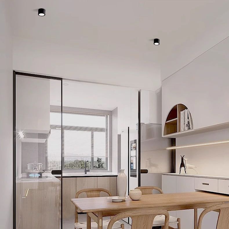 Modern Minimalist Round Cylindrical Aluminum Acrylic LED Flush Mount Ceiling Light For Bedroom