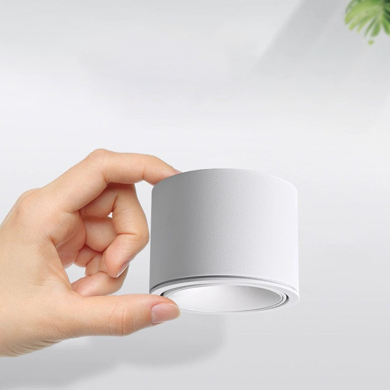 Modern Minimalist Round Cylindrical Aluminum Acrylic LED Flush Mount Ceiling Light For Bedroom