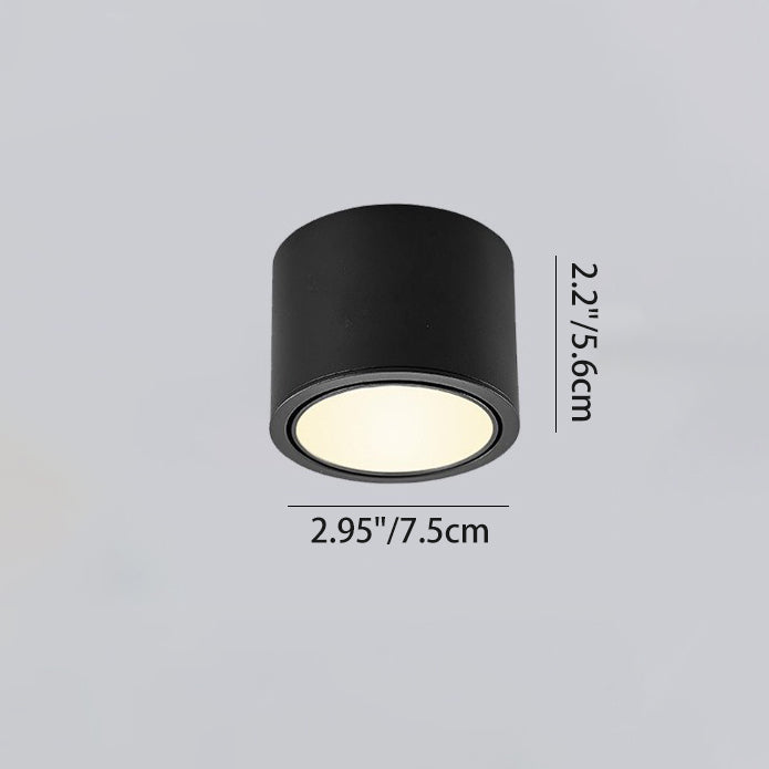 Modern Minimalist Round Cylindrical Aluminum Acrylic LED Flush Mount Ceiling Light For Bedroom