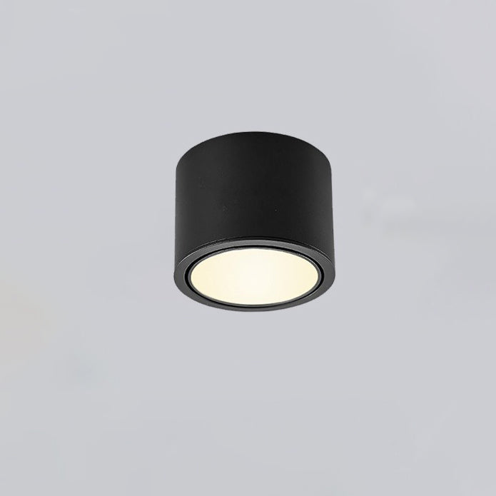 Modern Minimalist Round Cylindrical Aluminum Acrylic LED Flush Mount Ceiling Light For Bedroom