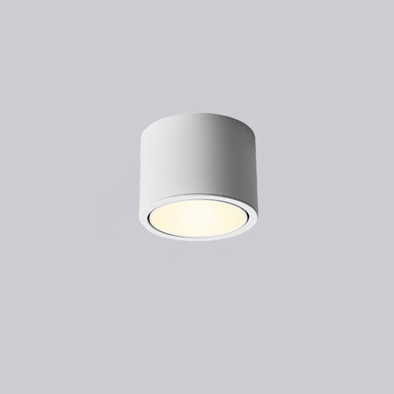 Modern Minimalist Round Cylindrical Aluminum Acrylic LED Flush Mount Ceiling Light For Bedroom