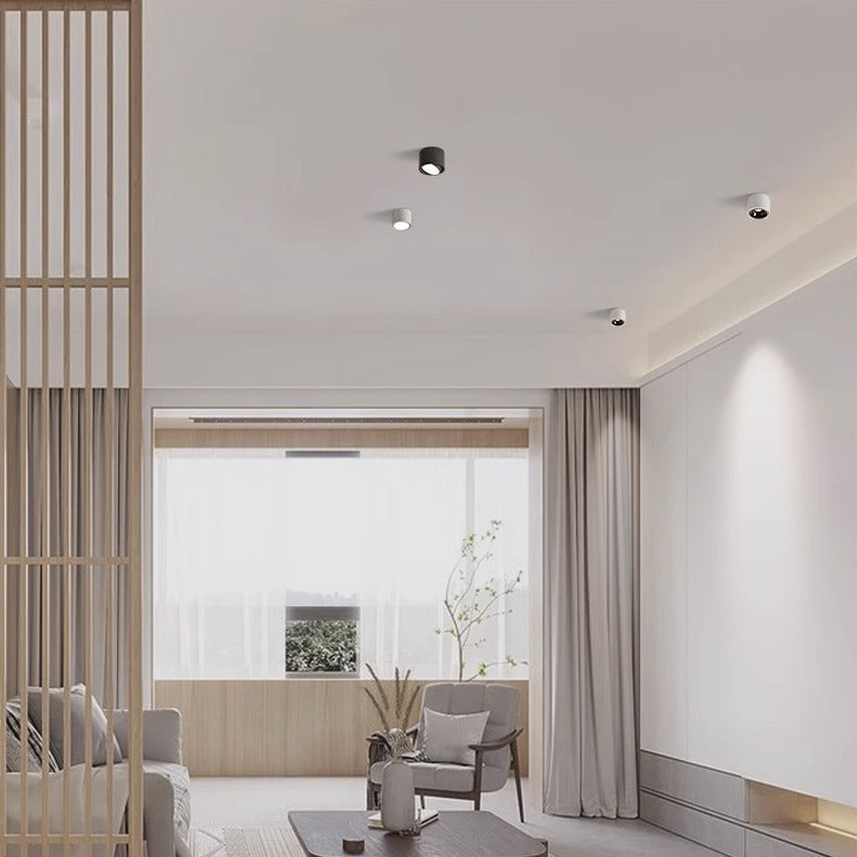 Modern Minimalist Round Cylindrical Aluminum Acrylic LED Flush Mount Ceiling Light For Bedroom