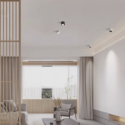 Modern Minimalist Round Cylindrical Aluminum Acrylic LED Flush Mount Ceiling Light For Bedroom
