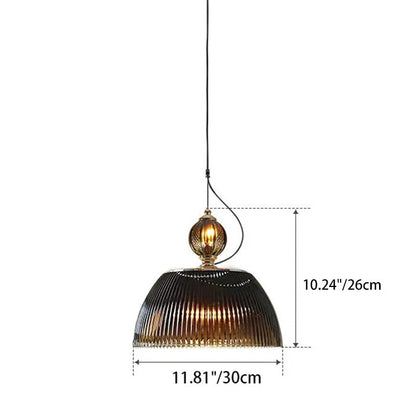 Japanese Retro Dark Green Glass Bowl Lampshade 1-Light Pendant Light