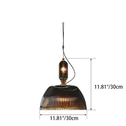 Japanese Retro Dark Green Glass Bowl Lampshade 1-Light Pendant Light