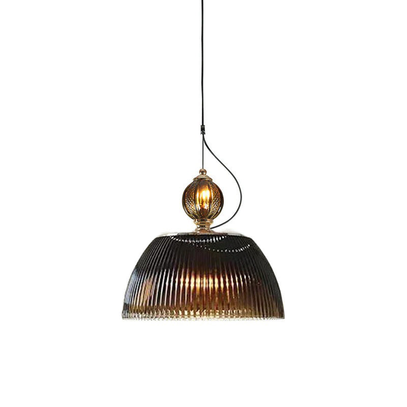 Japanese Retro Dark Green Glass Bowl Lampshade 1-Light Pendant Light