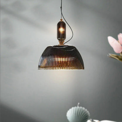Japanese Retro Dark Green Glass Bowl Lampshade 1-Light Pendant Light