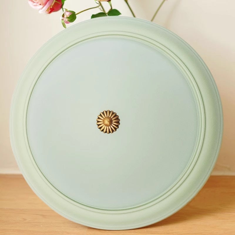 Contemporary Retro Iron Glass Round LED Flush Mount Ceiling Light For Bedroom