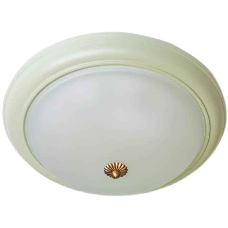Contemporary Retro Iron Glass Round LED Flush Mount Ceiling Light For Bedroom