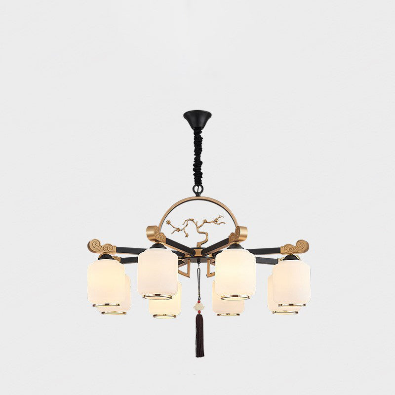 Traditional Chinese Iron Glass Lantern Shape 6/8/10 - Light Chandeliers For Living Room