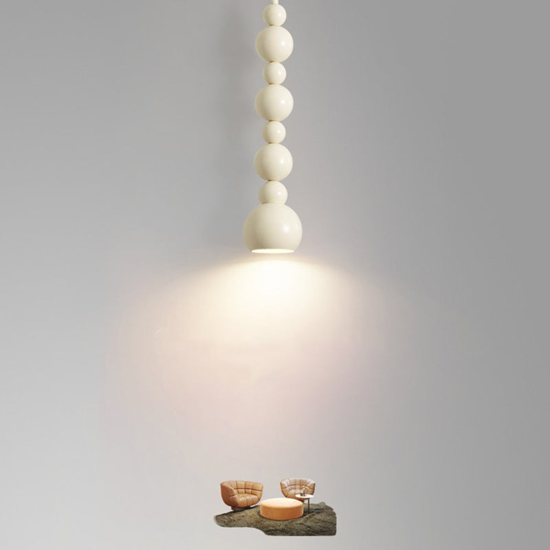 Contemporary Creative Iron Gourd Shape Cream 1- Light Pendant Light For Bedroom