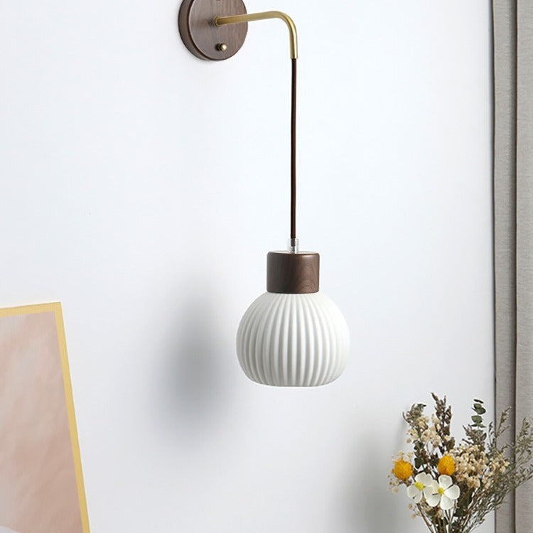 Contemporary Nordic Ceramics Copper 1- Light Wall Sconce Lamp For Bedroom