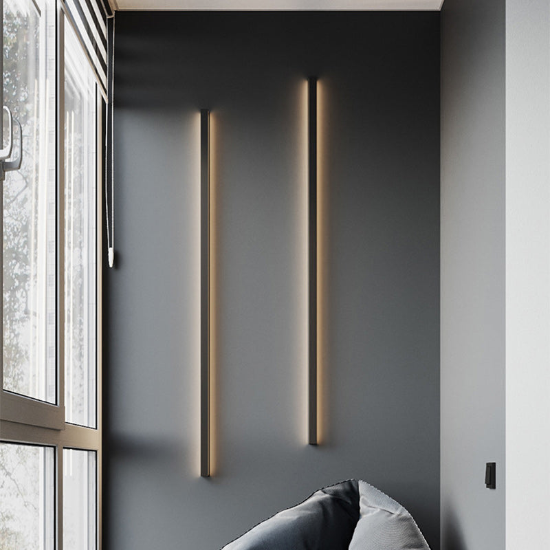 مصباح حائط LED طويل من الألومنيوم والحديد بتصميم عصري بسيط لغرفة المعيشة 