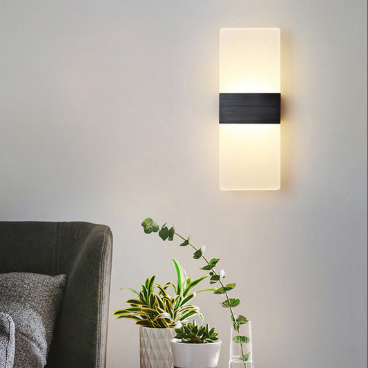 مصباح حائط LED مستطيل الشكل مصنوع من الأكريليك والألومنيوم بتصميم عصري بسيط لغرفة المعيشة 