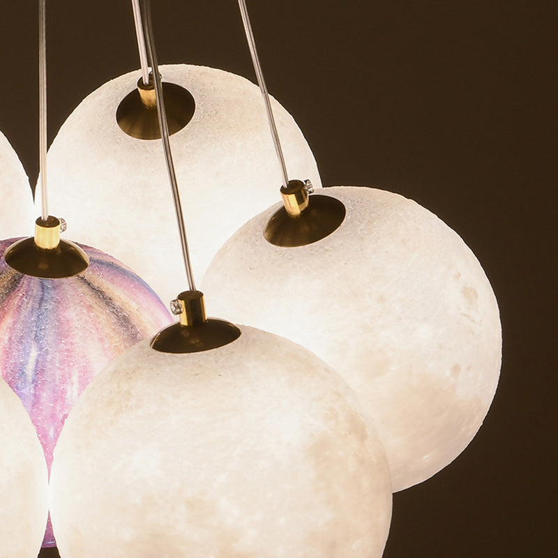 Contemporary Creative Moon PLA Bubble Ball Shade 7/13/19- Light Chandelier For Living Room