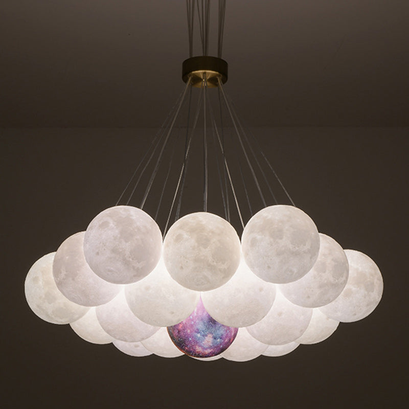 Contemporary Creative Moon PLA Bubble Ball Shade 7/13/19- Light Chandelier For Living Room