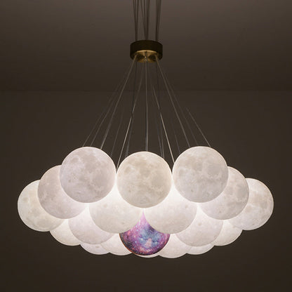 Contemporary Creative Moon PLA Bubble Ball Shade 7/13/19- Light Chandelier For Living Room