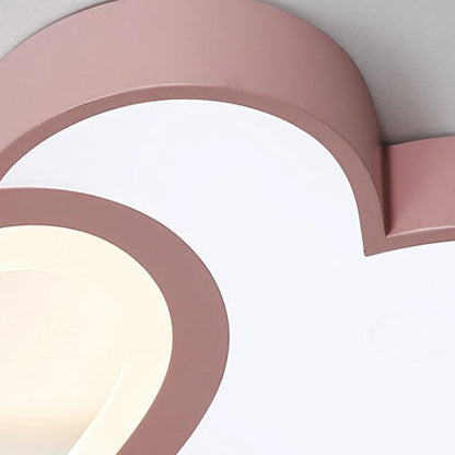Contemporary Creative Overlapping Double Hearts Acrylic Iron LED Flush Mount Ceiling Light For Bedroom