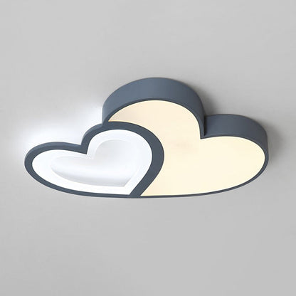 Contemporary Creative Overlapping Double Hearts Acrylic Iron LED Flush Mount Ceiling Light For Bedroom