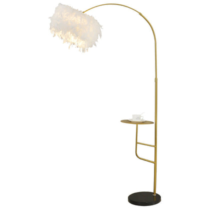 Contemporary Nordic Marble Iron Feather 1 - Light Standing Floor Lamp For Living Room