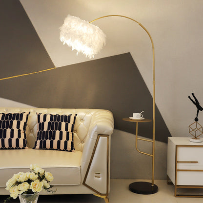 Contemporary Nordic Marble Iron Feather 1 - Light Standing Floor Lamp For Living Room