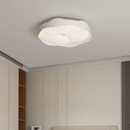 Contemporary Nordic Round Roto-molding Iron Wood Lampshade LED Flush Mount Ceiling Light For Bedroom