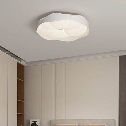Contemporary Nordic Round Roto-molding Iron Wood Lampshade LED Flush Mount Ceiling Light For Bedroom