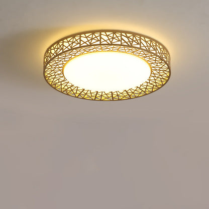 Contemporary Creative Bird's Nest Acrylic Iron LED Flush Mount Ceiling Light For Bedroom