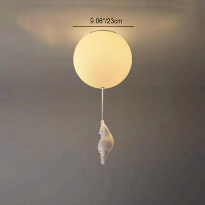 Contemporary Creative Bear Acrylic Glass 1- Light Flush Mount Ceiling Light For Bedroom