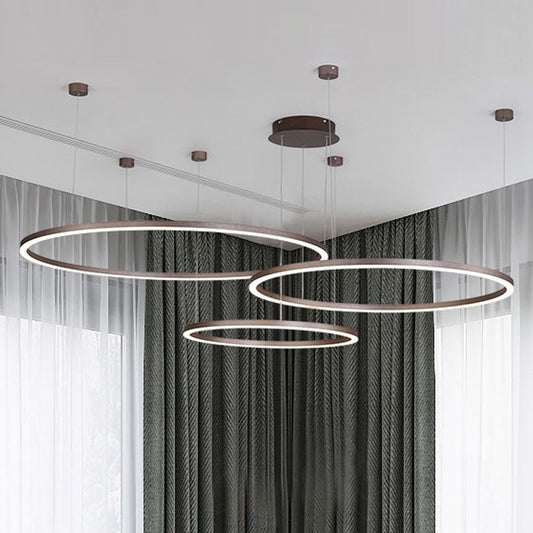 Modern Simplicity Aluminum Acrylic 3 - Circle LED Chandelier For Living Room