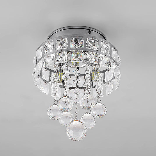 Contemporary Luxury Hardware Crystal 1 - Light Flush Mount Ceiling Light For Hallways