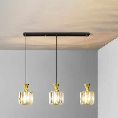 Modern Simplicity Round Square Iron Crystal 1/3 - Light Chandelier For Bedroom