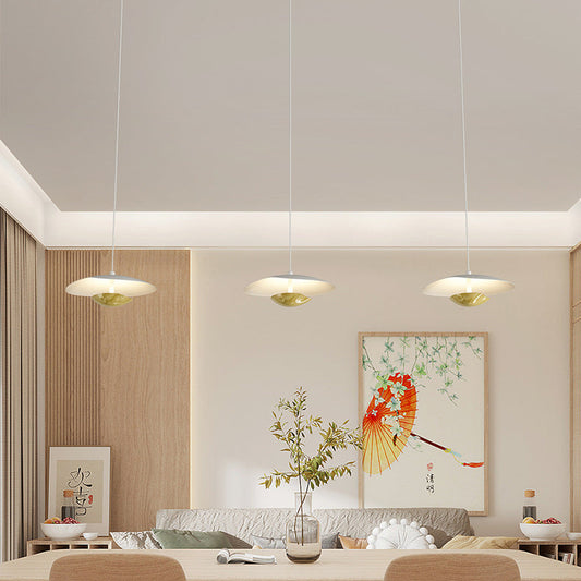 ثريات LED بتصميم عصري بسيط، مصنوعة من صفائح حديدية دائرية موصولة، لغرفة الطعام 