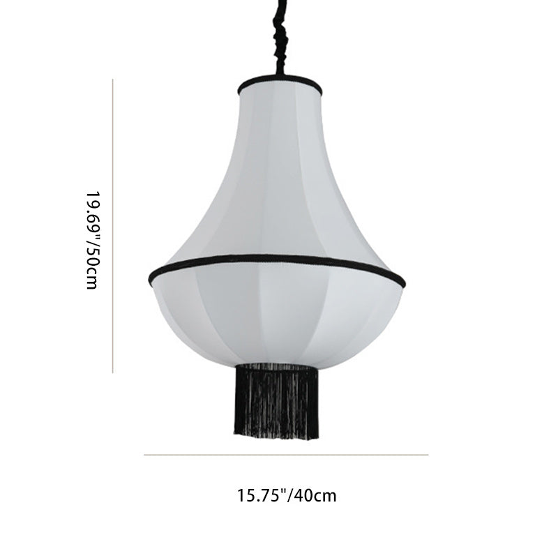 Modern Art Deco Lantern Shape Fabric Hardware 1 - Light Chandelier For Bedroom