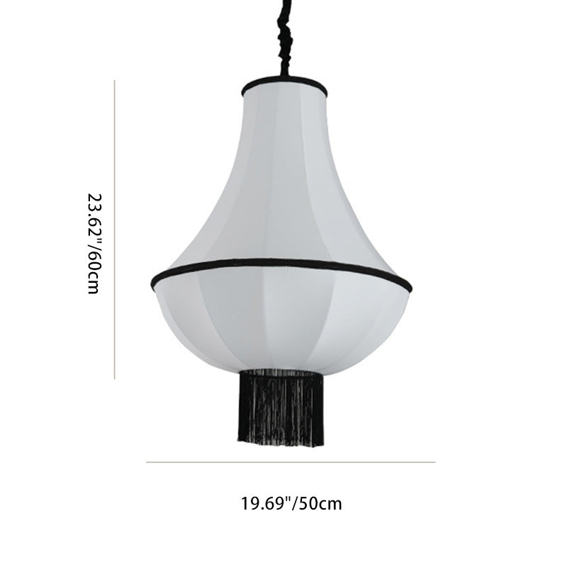 Modern Art Deco Lantern Shape Fabric Hardware 1 - Light Chandelier For Bedroom