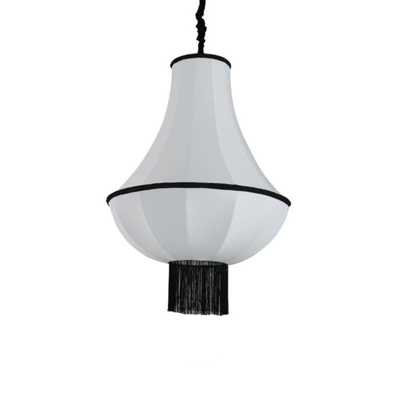 Modern Art Deco Lantern Shape Fabric Hardware 1 - Light Chandelier For Bedroom
