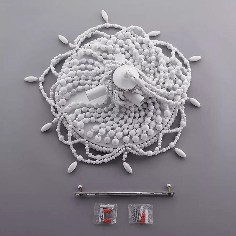 مصباح سقف معاصر بتصميم بوهو على شكل نصف دائرة من الخرز الخشبي، مقاس 3/5/6 بوصة، مناسب لغرفة النوم 