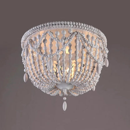 مصباح سقف معاصر بتصميم بوهو على شكل نصف دائرة من الخرز الخشبي، مقاس 3/5/6 بوصة، مناسب لغرفة النوم 