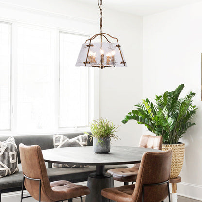Traditional Vintage Copper Glass 5/7 - Light Chandelier For Dining Room