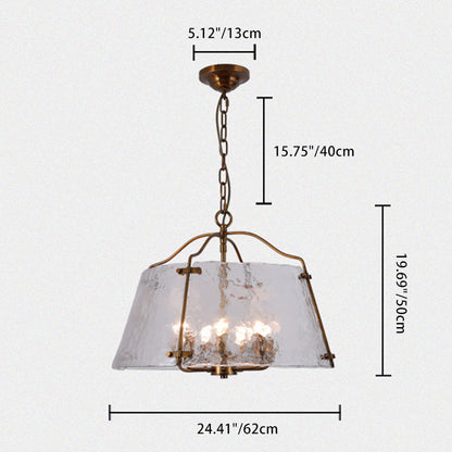 Traditional Vintage Copper Glass 5/7 - Light Chandelier For Dining Room