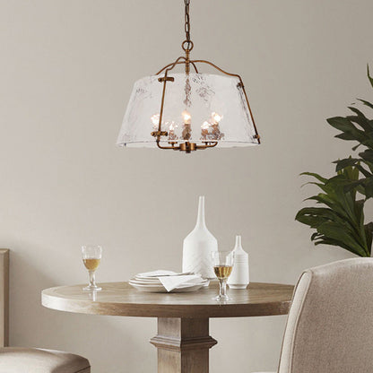 Traditional Vintage Copper Glass 5/7 - Light Chandelier For Dining Room