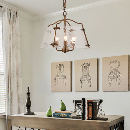 Traditional Vintage Copper Glass 5/7 - Light Chandelier For Dining Room