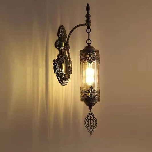 Traditional Vintage Carving Iron Glass 1 - Light Wall Sconce Lamp For Dining Room