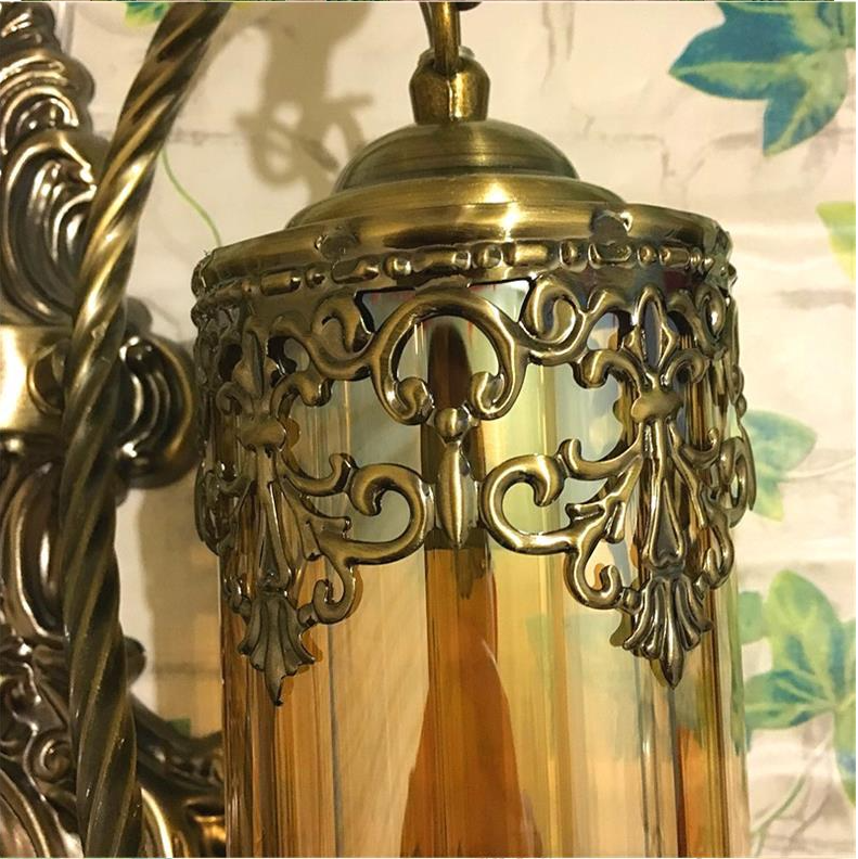 Traditional Vintage Carving Iron Glass 1 - Light Wall Sconce Lamp For Dining Room