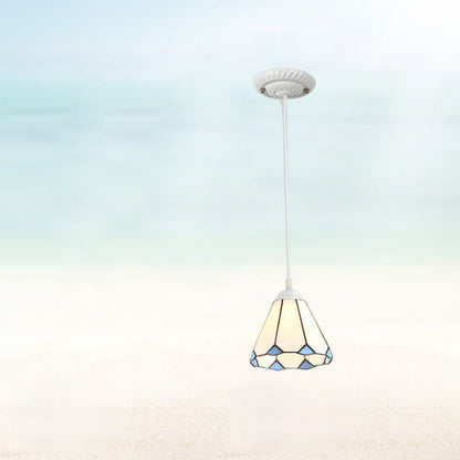 Traditional Tiffany Hardware Glass 1 - Light Pendant Light For Dining Room